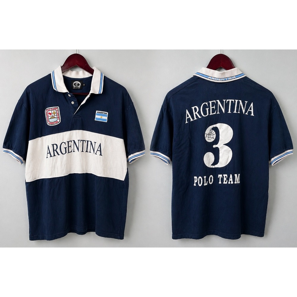 Argentina Polo Team Rugby Shirt Mens XL (runs small)#3 LS Saddlery Vintage Style